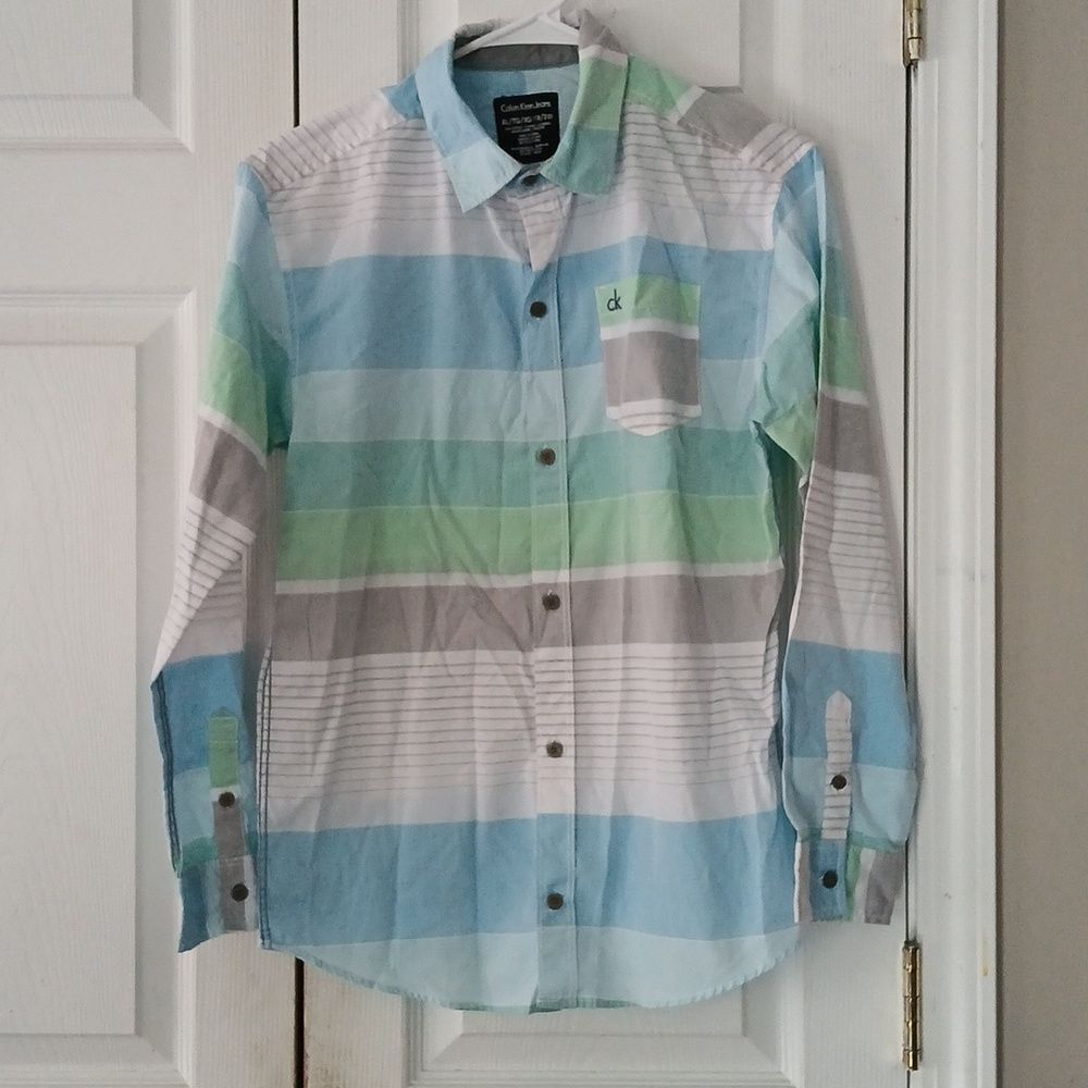 Calvin Klein Boys button down Long sleeve casual dress shirt  Sz Xl (18/20) NWOT
